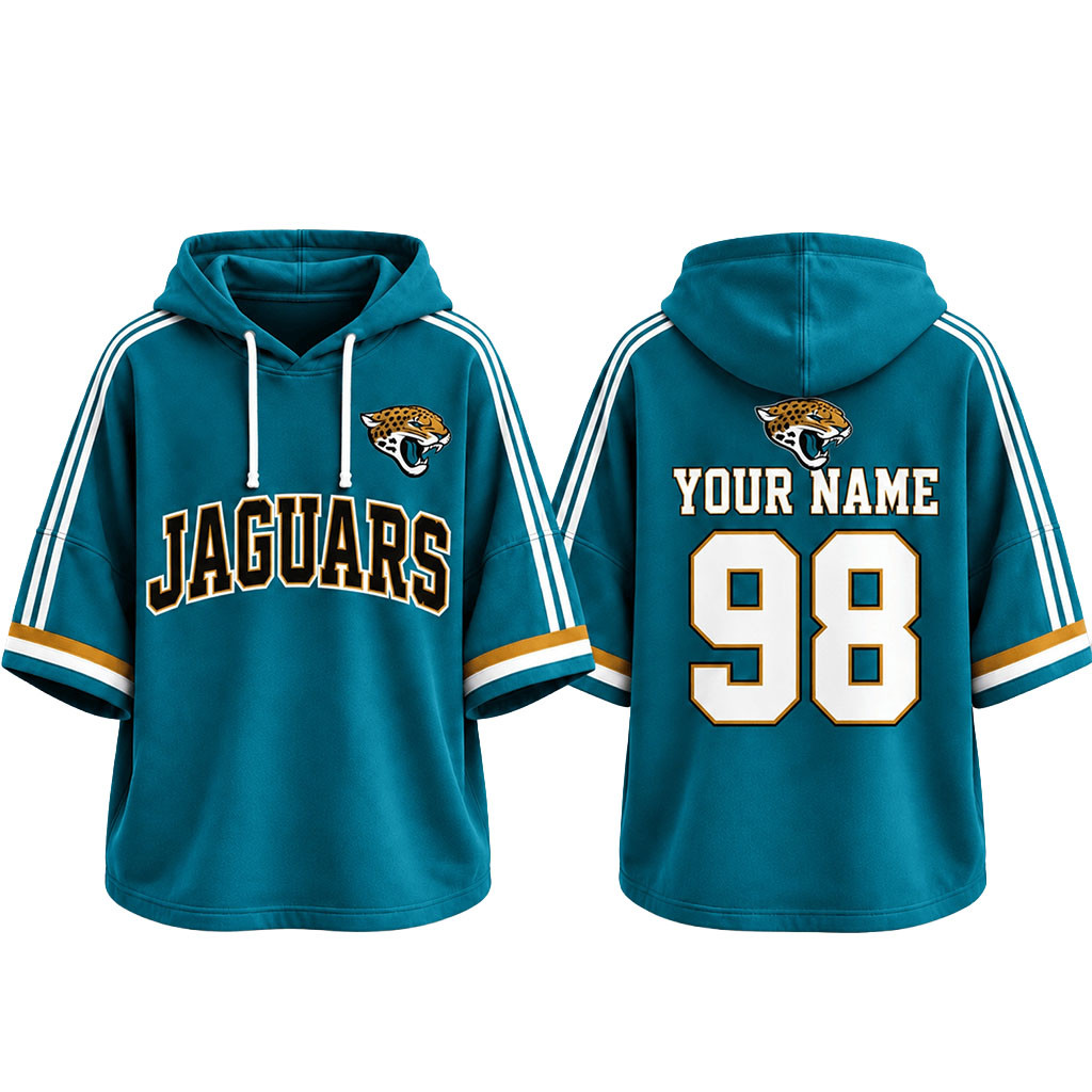 Custom Jacksonville Jaguars Football Team Spirit Short Sleeve Hoodie Jaguars Merch Fans Gift