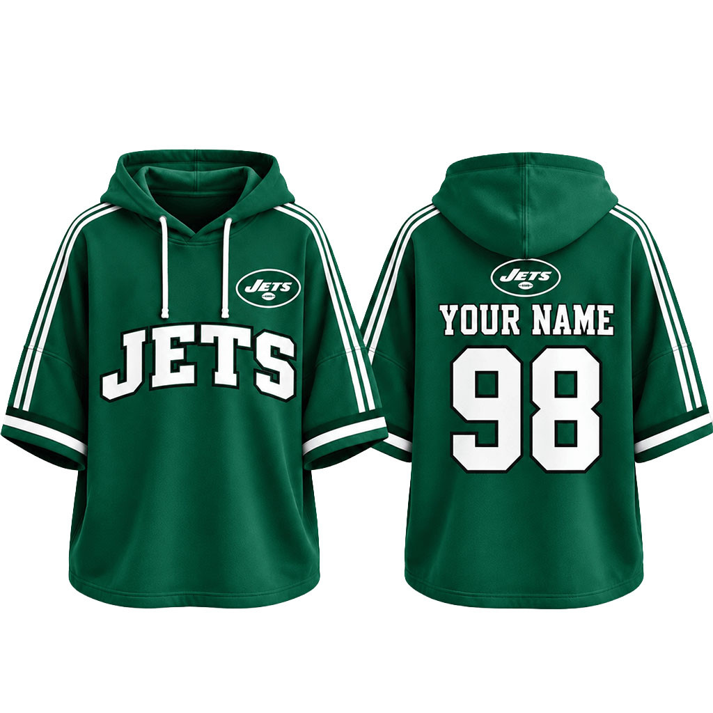 Custom New York Jets Football Team Spirit Short Sleeve Hoodie Game Day NY Jets Merch Fan Gear 1 - Unicasport Custom New York Jets Football Team Spirit Short Sleeve Hoodie Game Day NY Jets Merch Fan Gear