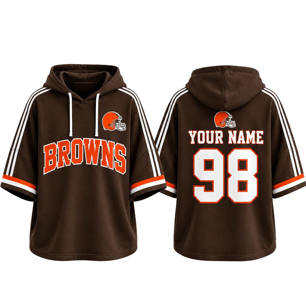 Custom Cleveland Browns Football Team Spirit Short Sleeve Hoodie Browns Merch Game Day Gear 1 - Unicasport Custom Cleveland Browns Football Team Spirit Short Sleeve Hoodie Browns Merch Game Day Gear