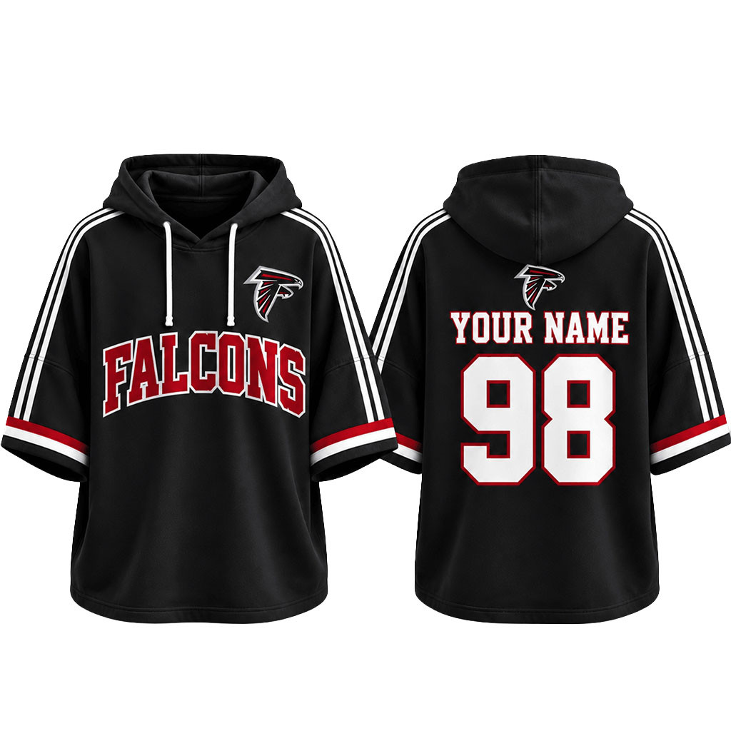 Custom Atlanta Falcons Football Team Spirit Short Sleeve Hoodie Atlanta Falcons Merch Fan Gear