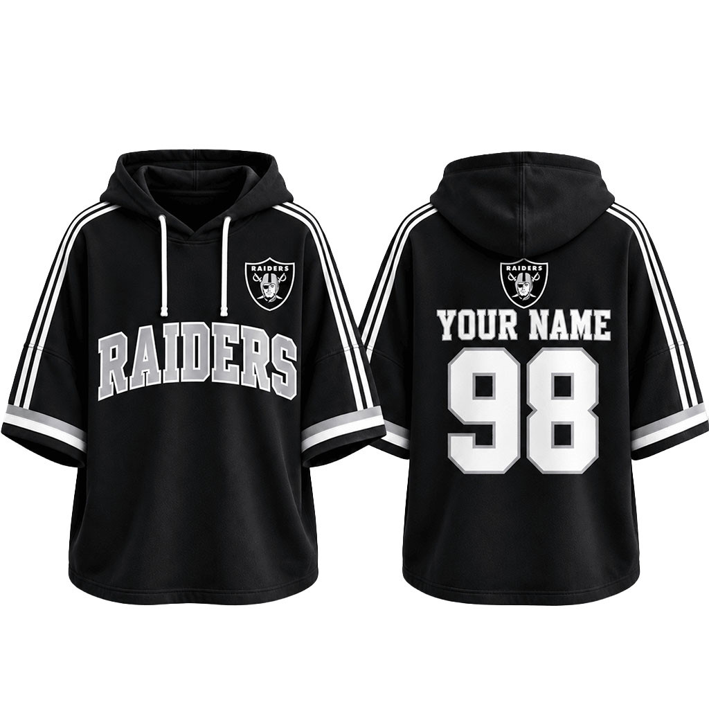 Custom Las Vegas Raiders Football Team Spirit Short Sleeve Hoodie Game Day Raiders Merch 1 - Unicasport Custom Las Vegas Raiders Football Team Spirit Short Sleeve Hoodie Game Day Raiders Merch