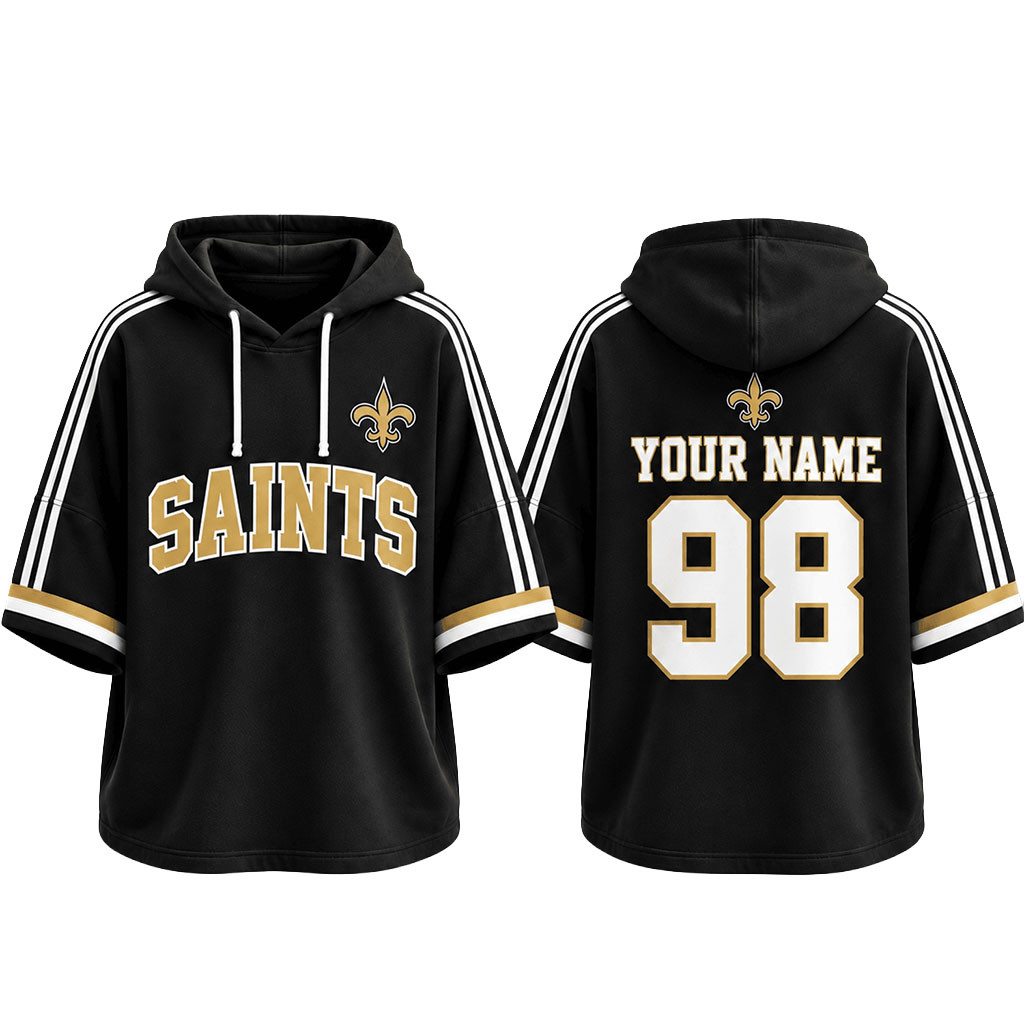 Custom New Orleans Saints Football Team Spirit Short Sleeve Hoodie Game Day NO Saints Merch 1 - Unicasport Custom New Orleans Saints Football Team Spirit Short Sleeve Hoodie Game Day NO Saints Merch