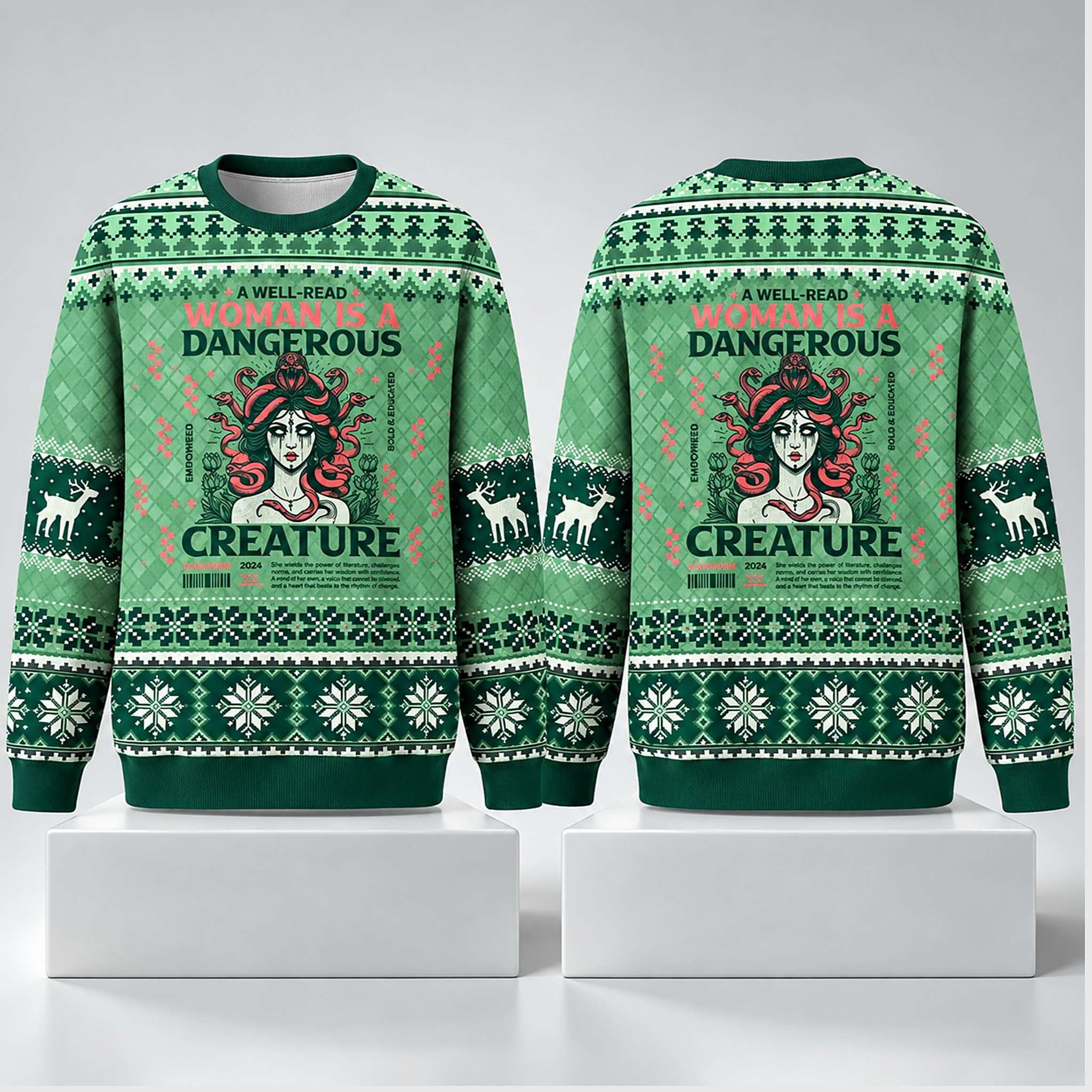 A Well Read Woman Is A Dangerous Creature Christmas Ugly Sweater 2026 Bookish Gifts