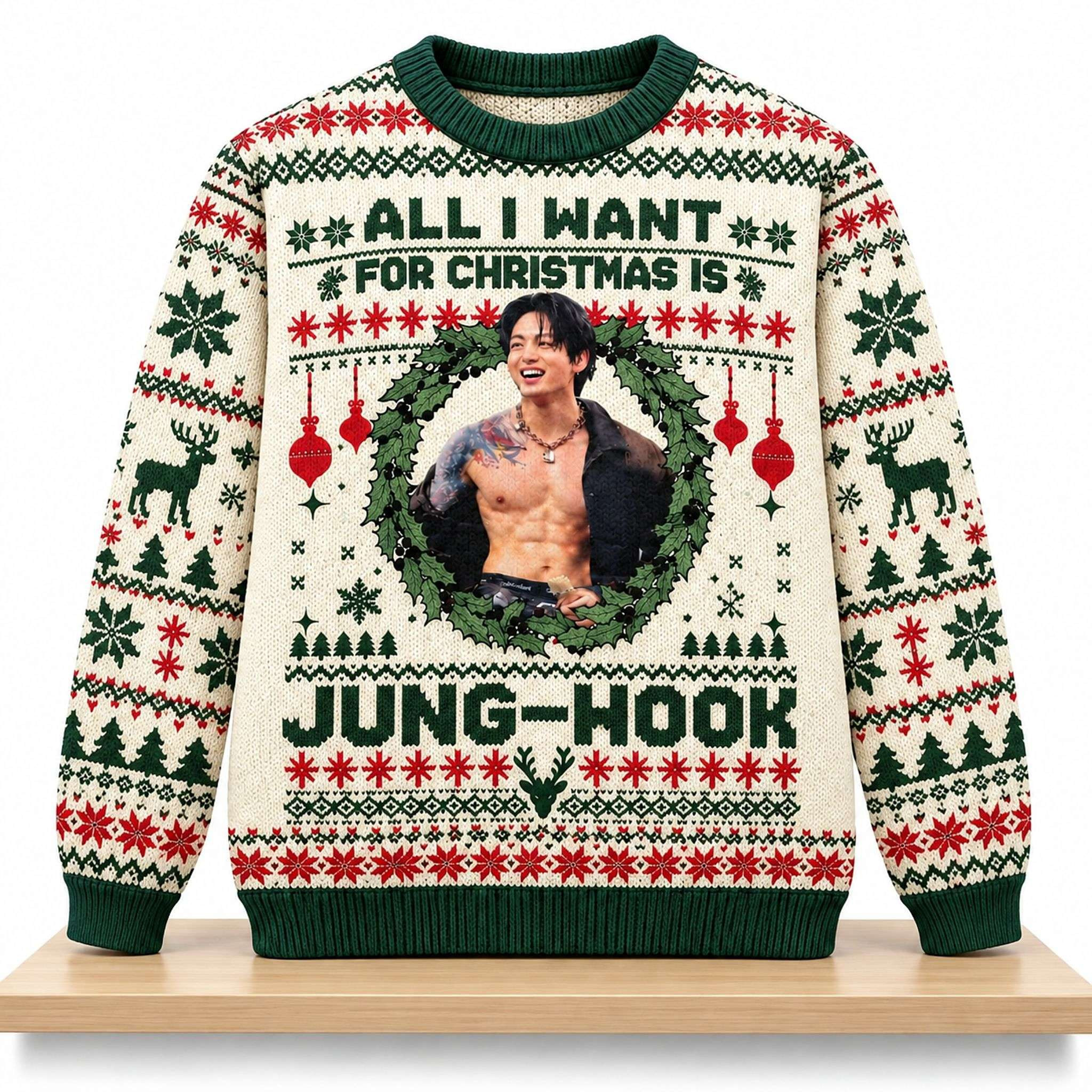 All I Want For Christmas Is JungKook Christmas Ugly Sweater BTS JungKook Merch Army Gifts 1 - Unicasport All I Want For Christmas Is JungKook Christmas Ugly Sweater BTS JungKook Merch Army Gifts