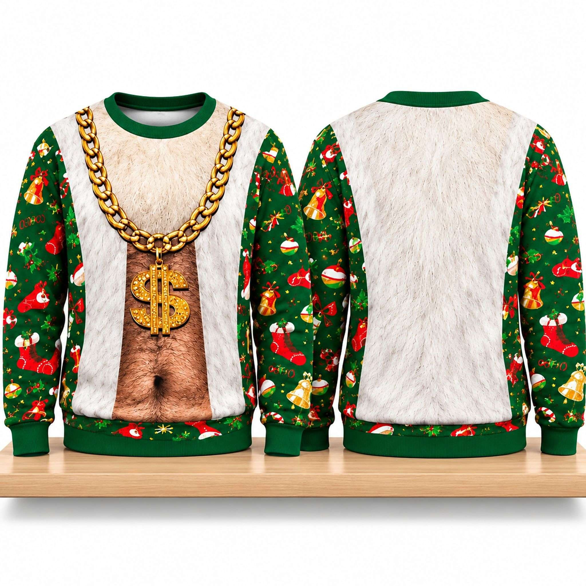 Hairy Golden Chain Christmas 2026 Ugly Sweater Funny Holiday Apparel Xmas Gift For Husband 1 - Unicasport Hairy Golden Chain Christmas 2026 Ugly Sweater Funny Holiday Apparel Xmas Gift For Husband