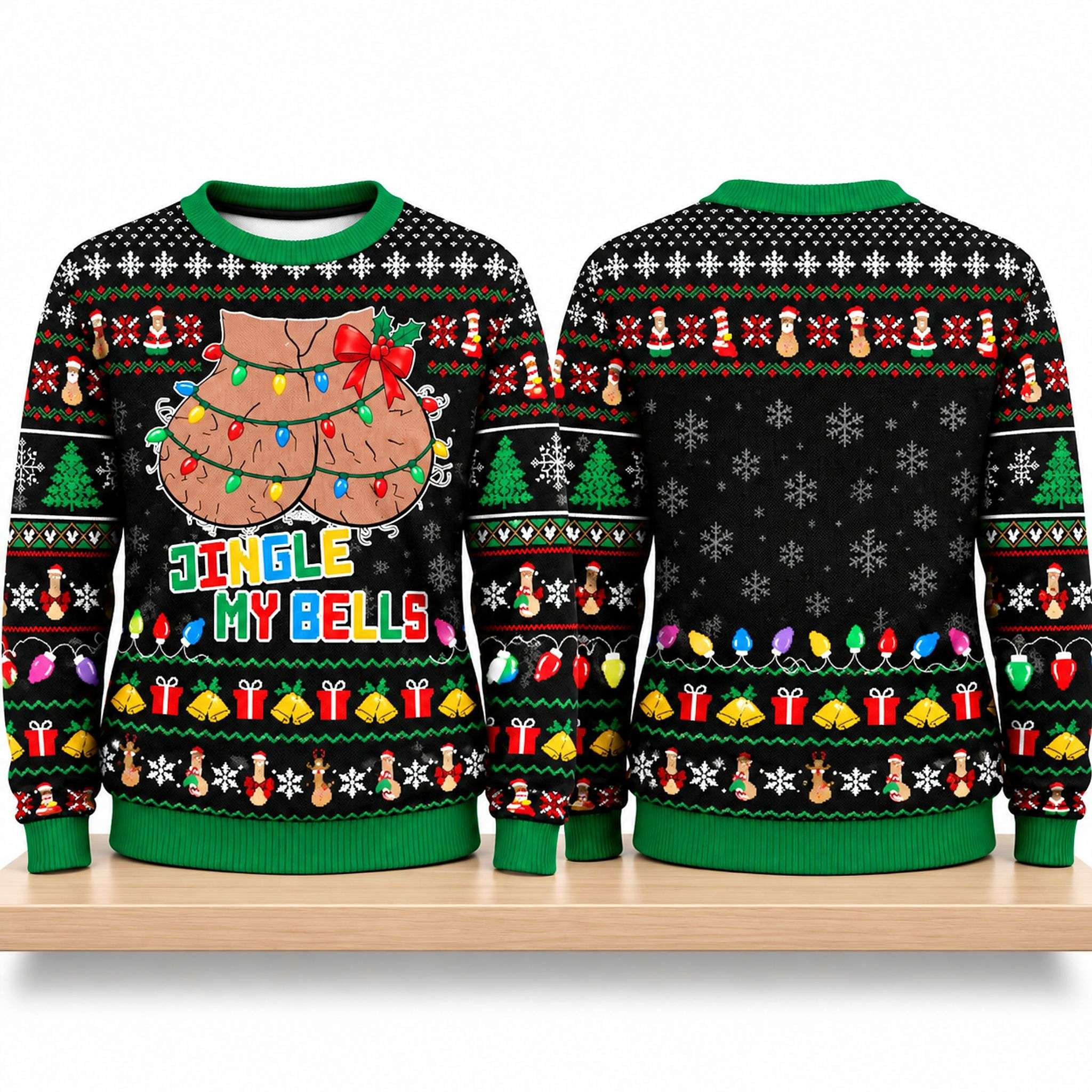 Jingle My Bells Christmas Ugly Sweater 2026 Humorous Xmas Jumper Funny Gift For Him 1 - Unicasport Jingle My Bells Christmas Ugly Sweater 2026 Humorous Xmas Jumper Funny Gift For Him