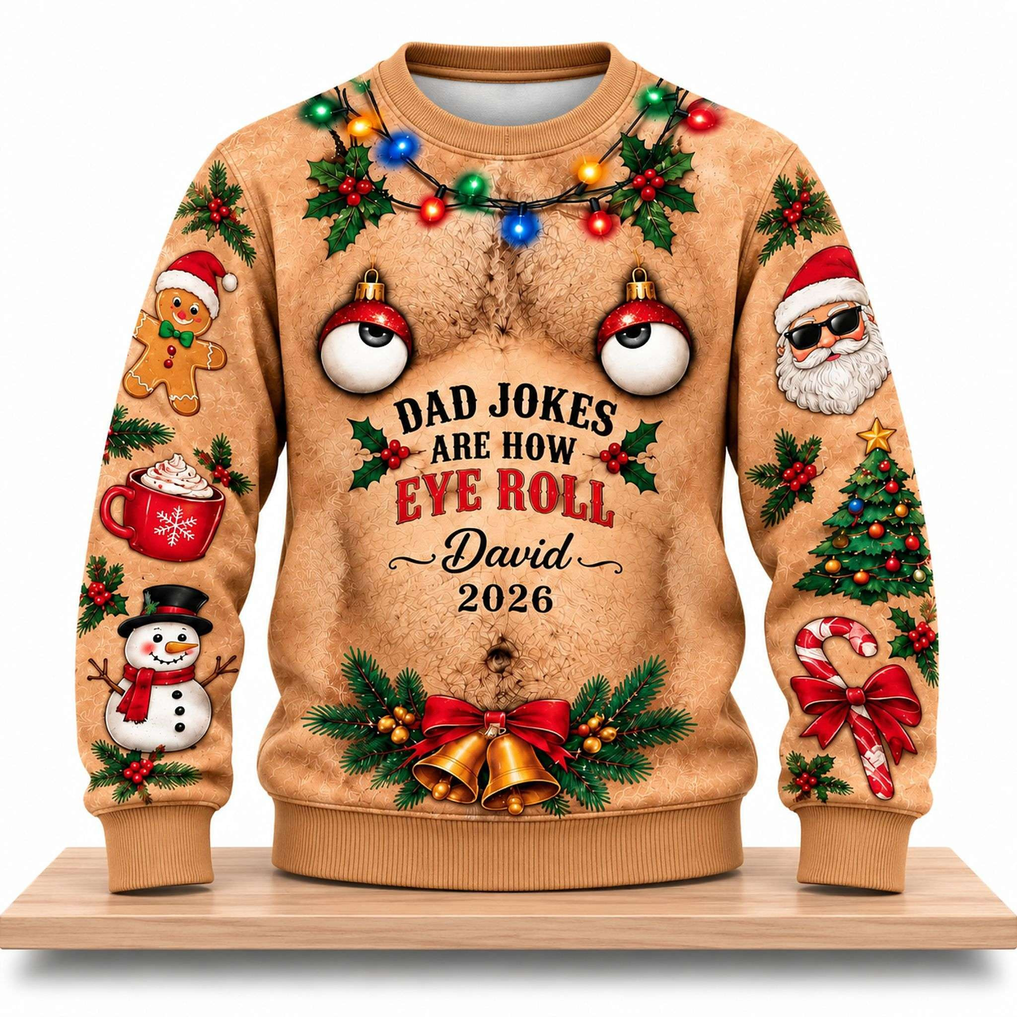 Custom Dad Joke Are Eye Roll Christmas Ugly Sweater 2026 Xmas Gift For Fathers 1 - Unicasport Custom Dad Joke Are Eye Roll Christmas Ugly Sweater 2026 Xmas Gift For Fathers