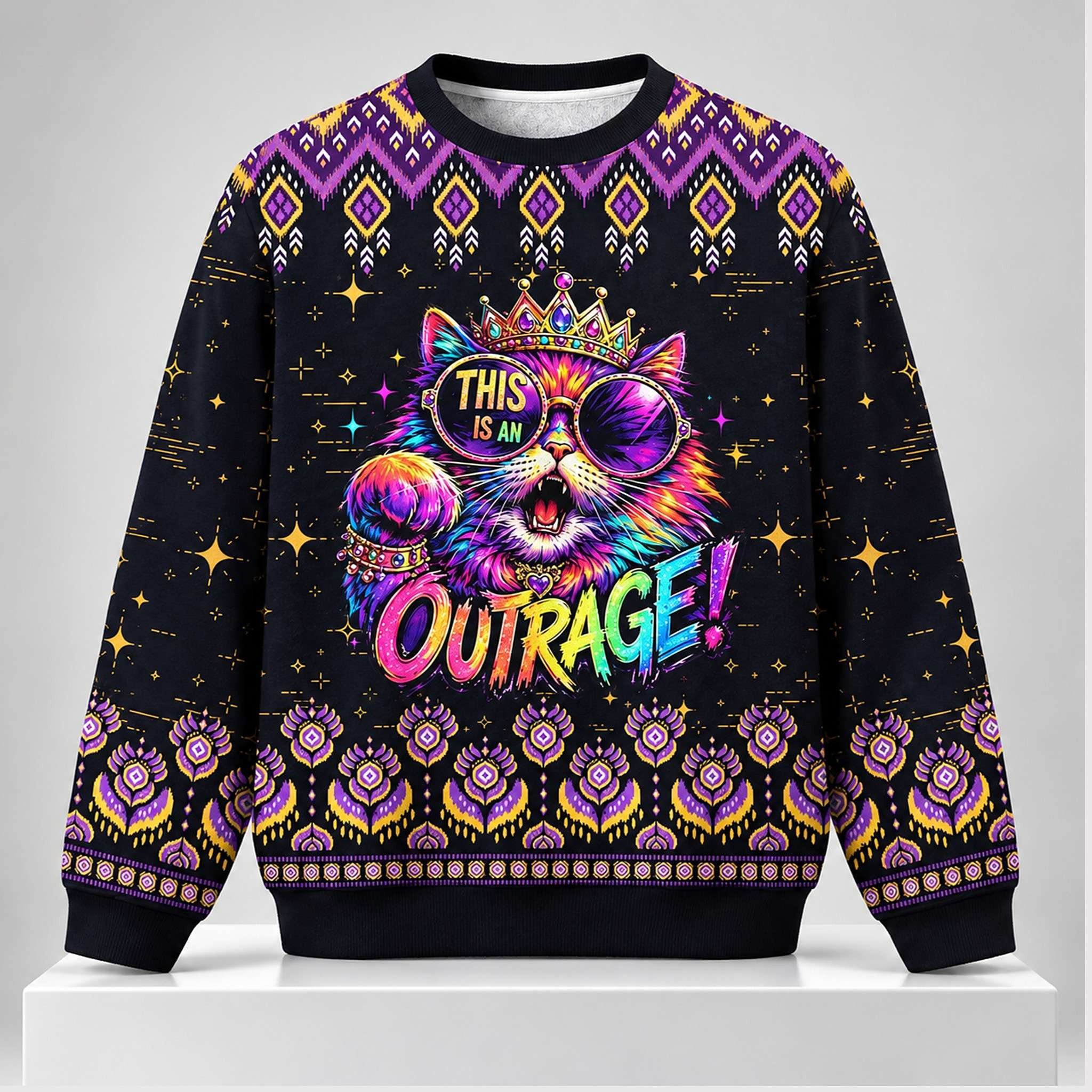 This Is An Outrage Cat Christmas Ugly Sweater 2026 Dungeon Crawler Carl Merch Xmas Gifts 1 - Unicasport This Is An Outrage Cat Christmas Ugly Sweater 2026 Dungeon Crawler Carl Merch Xmas Gifts