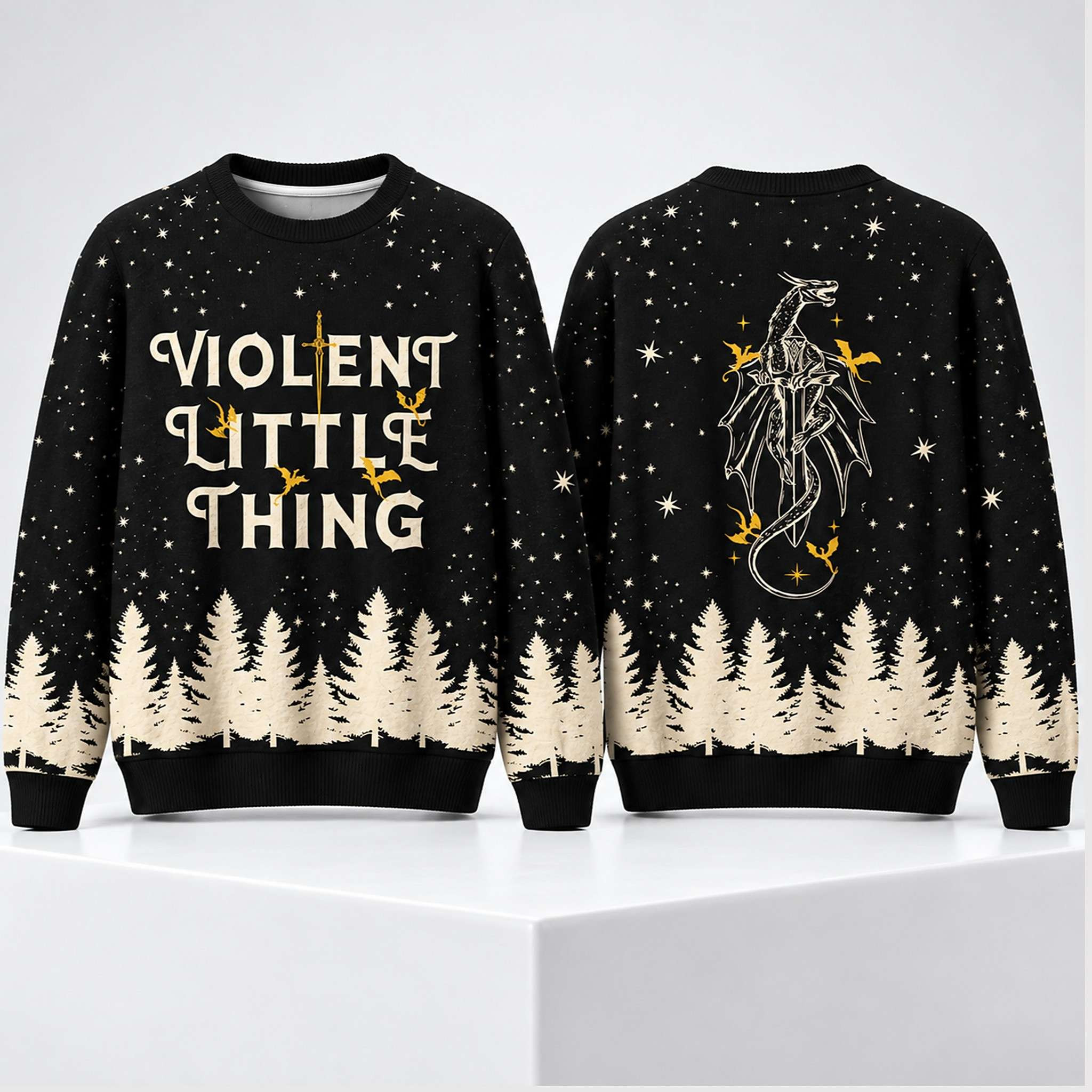 Violent Little Thing Dragon Christmas Ugly Sweater 2026 Fourth Wing Merch Gift for Xmas 1 - Unicasport Violent Little Thing Dragon Christmas Ugly Sweater 2026 Fourth Wing Merch Gift for Xmas