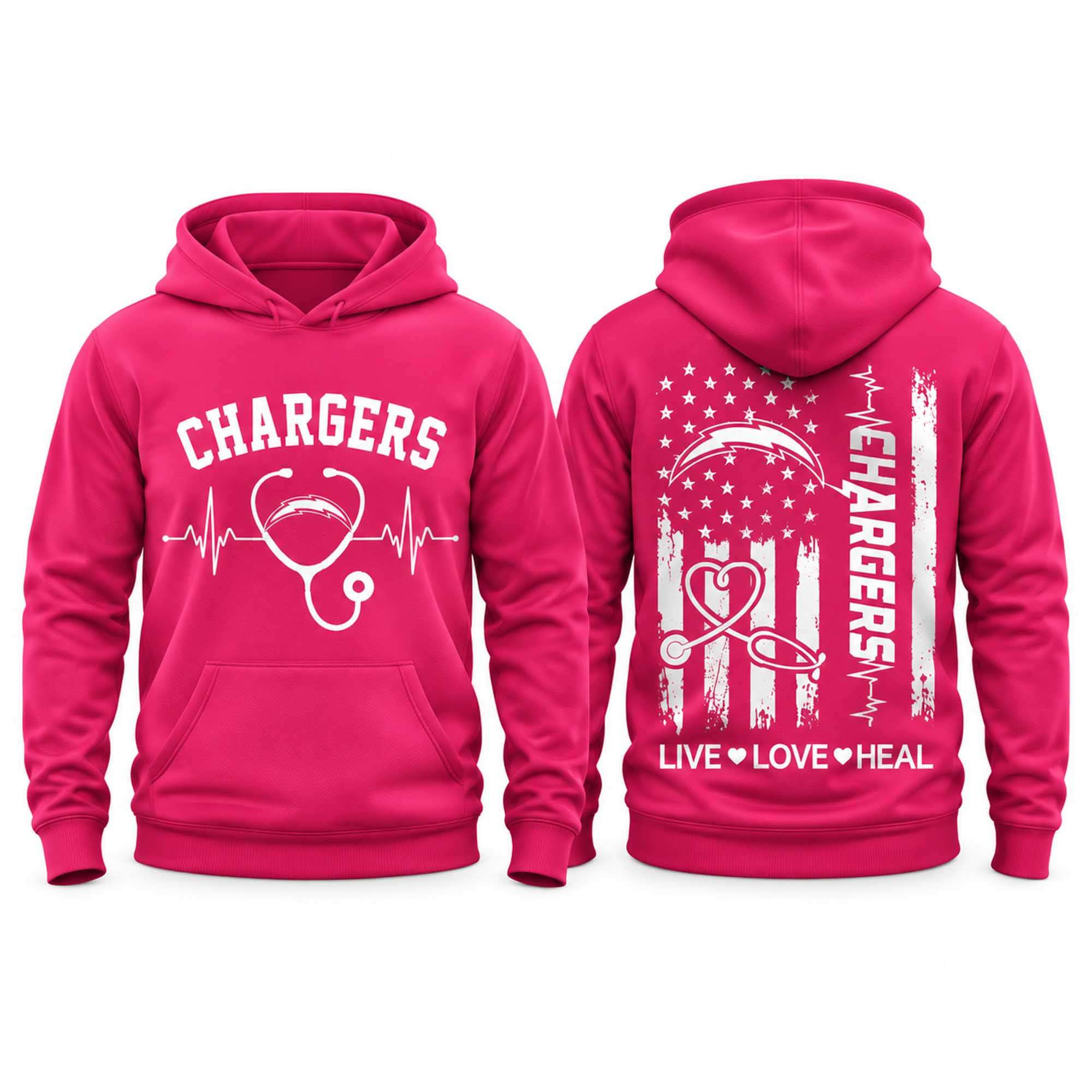 Chargers Nurse Appreciation Day 2026 Hoodie Live Love Heal Hoodie LA Chargers Merch Gifts 1 - Unicasport Chargers Nurse Appreciation Day 2026 Hoodie Live Love Heal Hoodie LA Chargers Merch Gifts