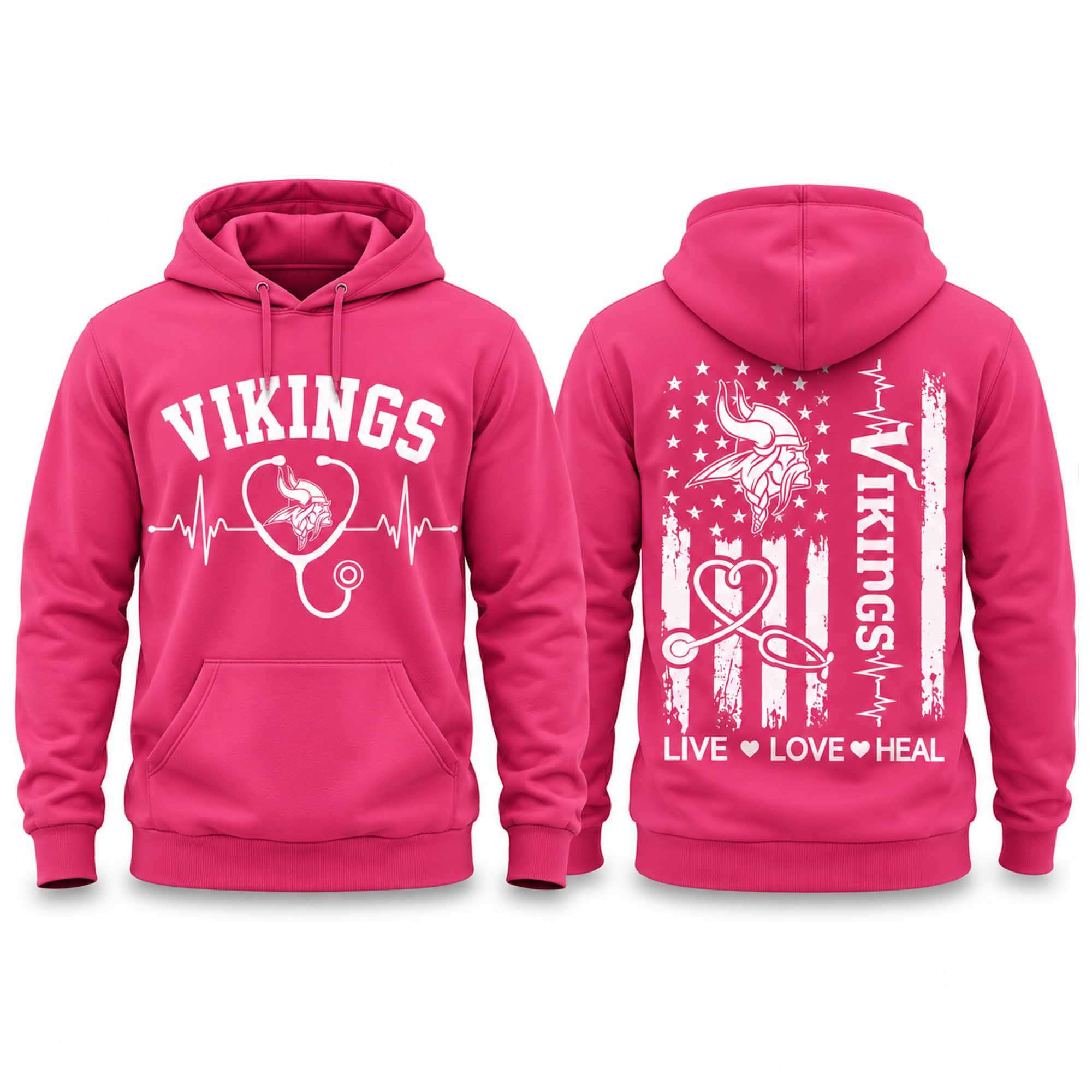 Vikings Nurse Appreciation Day 2026 Hoodie Live Love Heal Hoodie Minnesota Vikings Merch