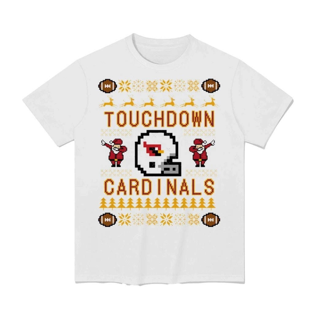 Touchdown Cardinals Dabbing Santa Ugly Christmas Sweater Pixel Art T-Shirt Football Fan Gifts 1 - Unicasport Touchdown Cardinals Dabbing Santa Ugly Christmas Sweater Pixel Art T-Shirt Football Fan Gifts