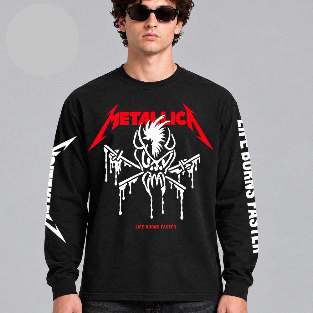 Metallica Merch Life Burns Faster Tour Scary Guy Long Sleeve Shirt Metallica Concert Apparel 1 - Unicasport Metallica Merch Life Burns Faster Tour Scary Guy Long Sleeve Shirt Metallica Concert Apparel