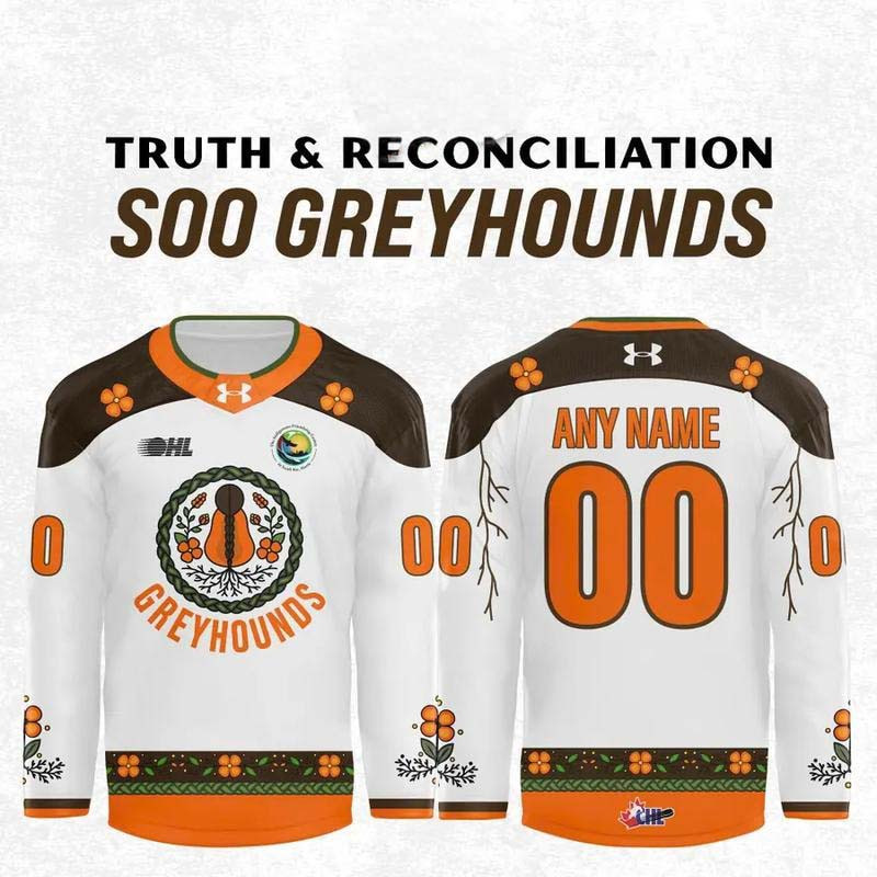 Custom Soo Greyhounds Merch 2026 Truth And Reconciliation Warm Up Hockey Jersey Shirt Fans Gear 1 - Unicasport Custom Soo Greyhounds Merch 2026 Truth And Reconciliation Warm Up Hockey Jersey Shirt Fans Gear