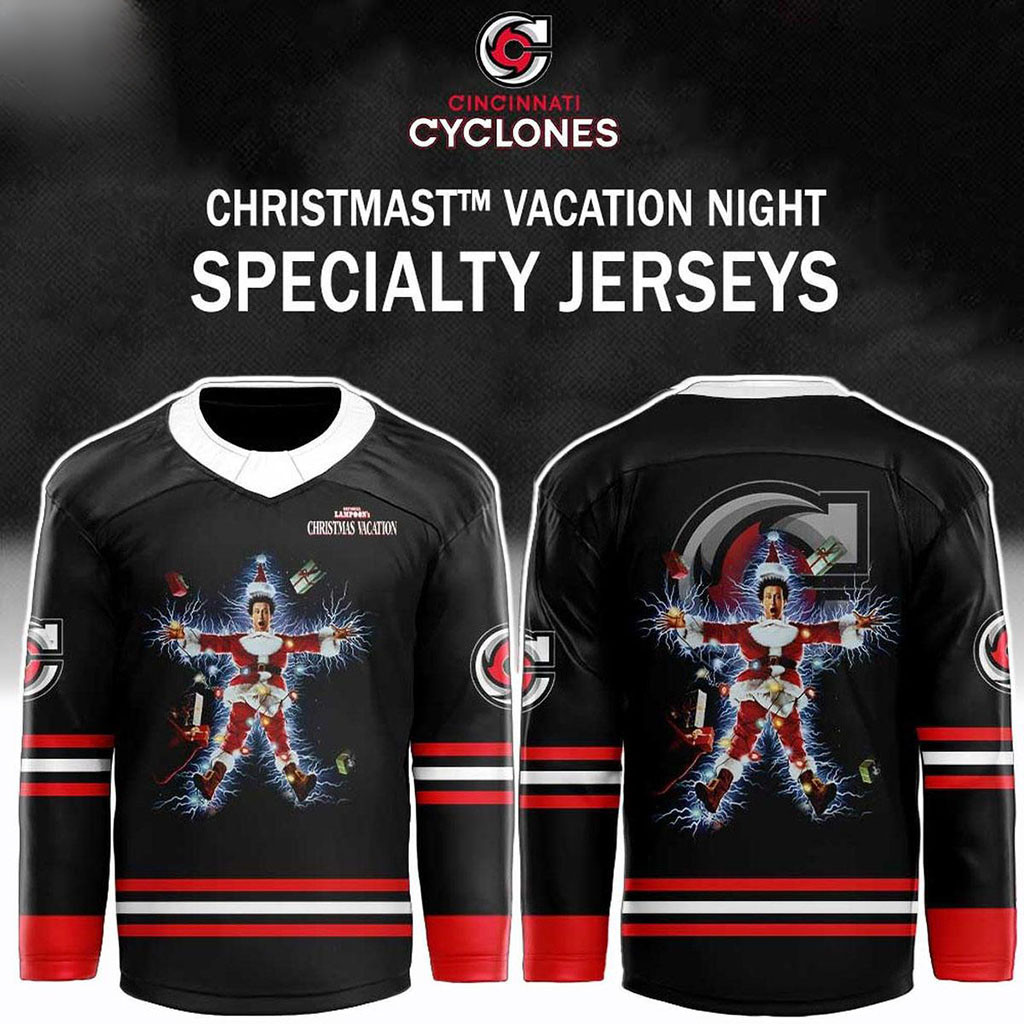 Cincinnati Cyclones X National Lampoons Christmas Vacation 2026 Hockey Jersey Fan Merch 1 - Unicasport Cincinnati Cyclones X National Lampoons Christmas Vacation 2026 Hockey Jersey Fan Merch