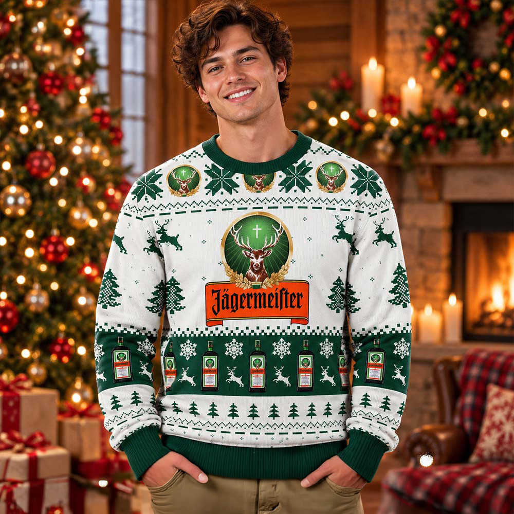 Jagermeister Signature Big Logo Ugly Christmas Sweater Winter Clothes Xmas Gifts For Husband 1 - Unicasport Jagermeister Signature Big Logo Ugly Christmas Sweater Winter Clothes Xmas Gifts For Husband