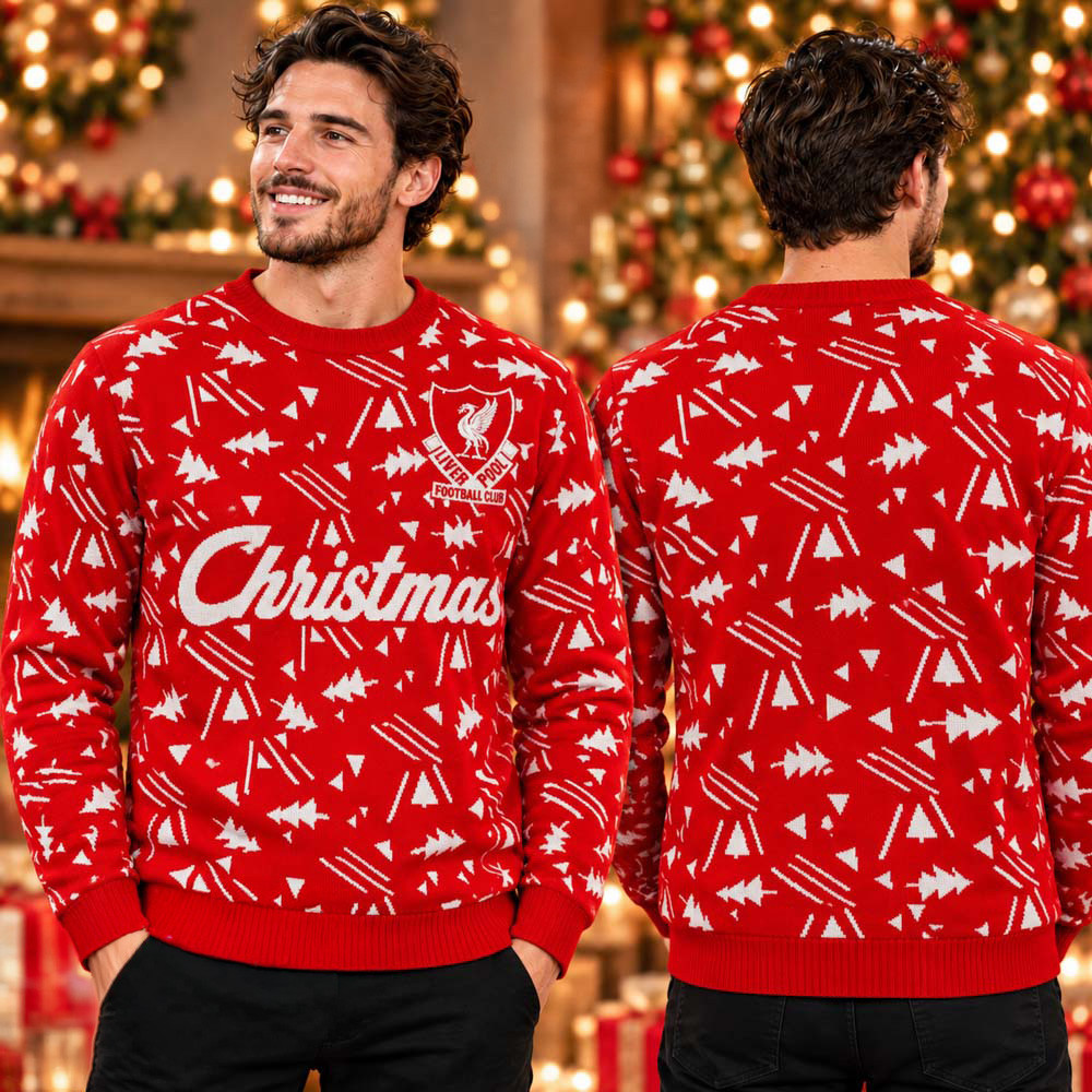 Liverpool LFC Retro White And Red Ugly Christmas Sweater Cozy Outfits Xmas Gifts For Soccer Lover 1 - Unicasport Liverpool LFC Retro White And Red Ugly Christmas Sweater Cozy Outfits Xmas Gifts For Soccer Lover