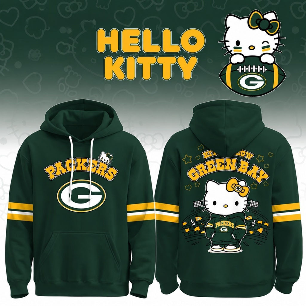 Green Bay Packers X Hello Kitty 2026 Hoodie Football Tailgate Attire Packers Merch 1 - Unicasport Green Bay Packers X Hello Kitty 2026 Hoodie Football Tailgate Attire Packers Merch