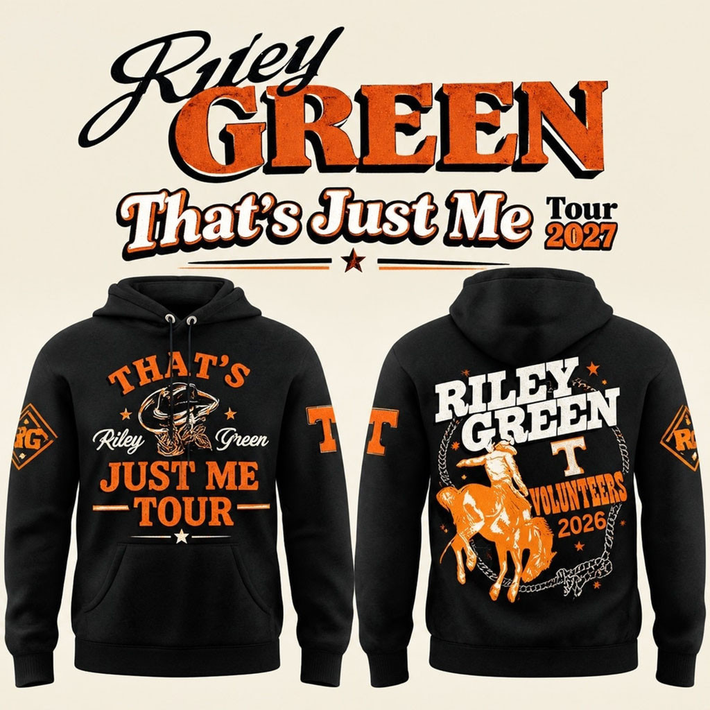Tennessee Volunteers X Riley Green Merch That's Just Me Tour 2026 Black Hoodie Fan Apparel