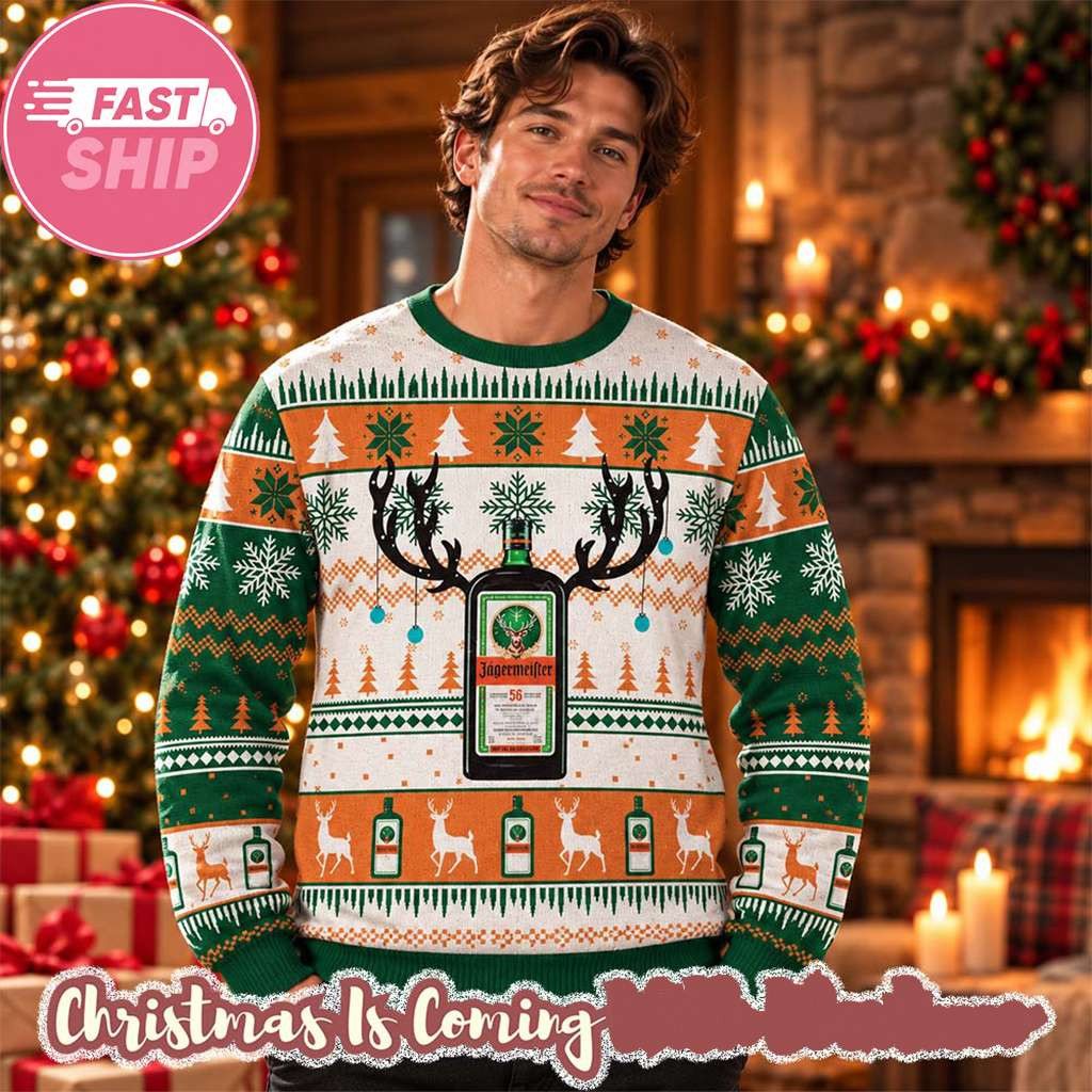 Jagermeister Reindeer Bottle Signature Christmas Ugly Sweater Xmas Gift For Husband 1 - Unicasport Jagermeister Reindeer Bottle Signature Christmas Ugly Sweater Xmas Gift For Husband