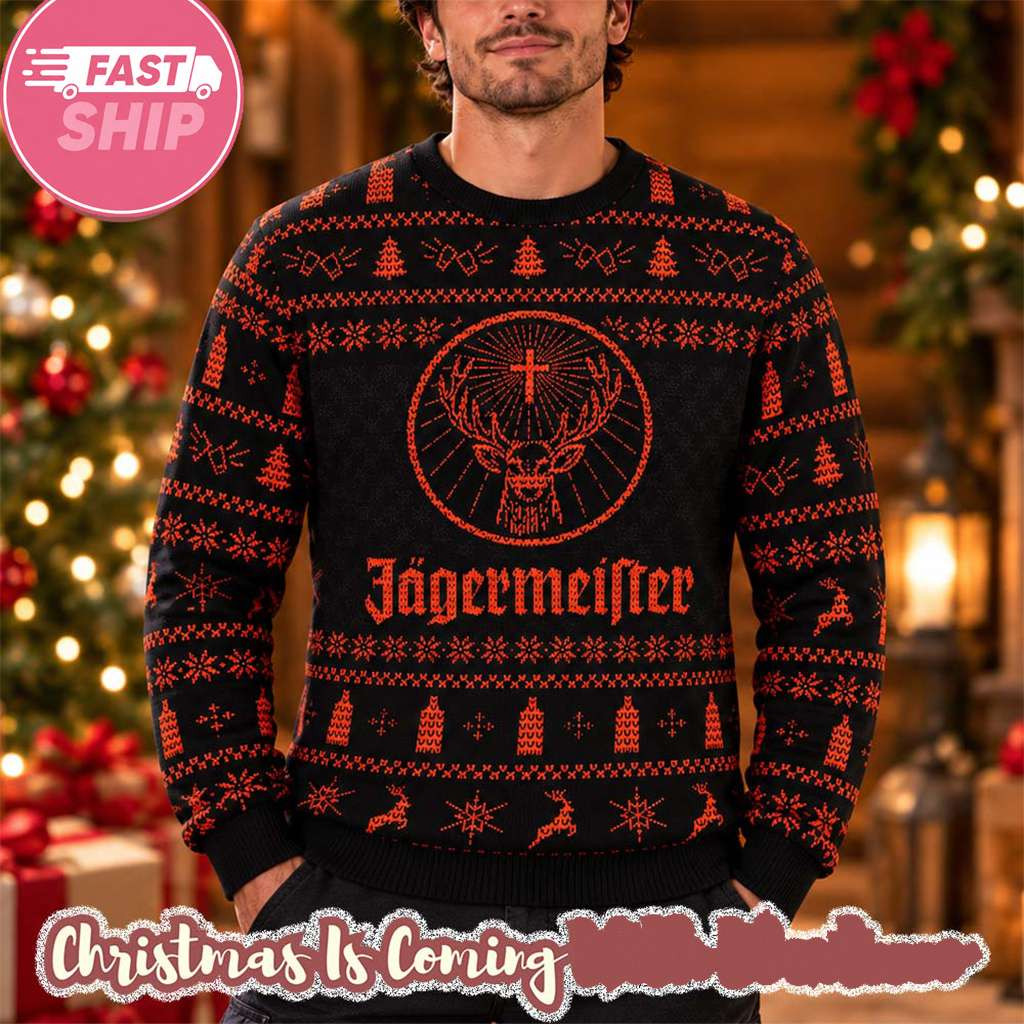 Jagermeister Classic Logo Orange And Black Christmas Ugly Sweater 2026 Gift For Husband 1 - Unicasport Jagermeister Classic Logo Orange And Black Christmas Ugly Sweater 2026 Gift For Husband
