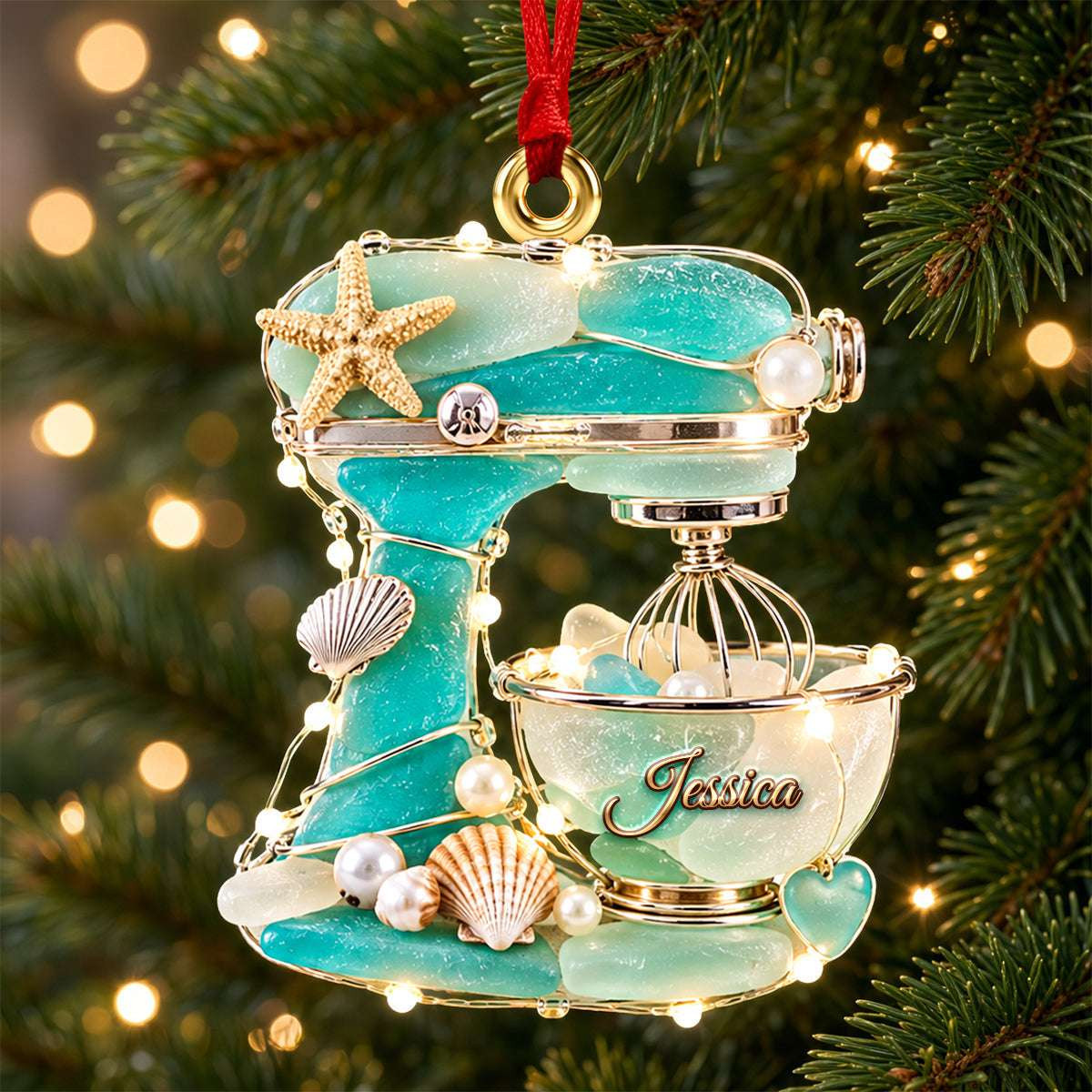 Personalized Baking Mixer Sea Glass Acrylic Ornament Christmas Ornaments Gifts For Baking Lover