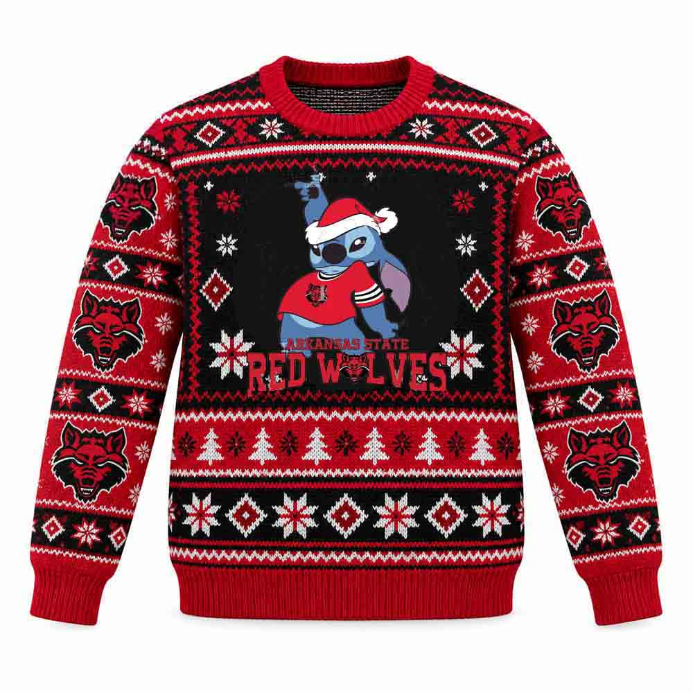 Arkansas State Red Wolves Merch Disney Lilo Annd Stitch Christmas Ugly Sweater Gift For Fans 1 - Unicasport Arkansas State Red Wolves Merch Disney Lilo Annd Stitch Christmas Ugly Sweater Gift For Fans