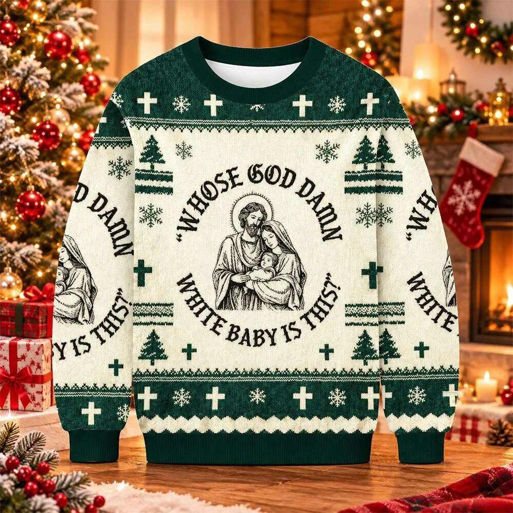 Whose God Damn White Baby Is This Funny Ugly Christmas Sweater Hilarious Xmas Outfits Ideas 1 - Unicasport Whose God Damn White Baby Is This Funny Ugly Christmas Sweater Hilarious Xmas Outfits Ideas