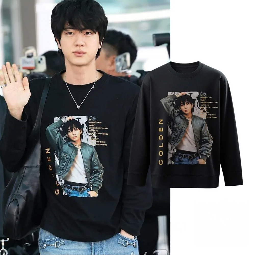 BTS Jin x Jungkook GOLDEN Long Sleeve Shirt BTS Merch Jin Outfits Gifts For Army 1 - Unicasport BTS Jin x Jungkook GOLDEN Long Sleeve Shirt BTS Merch Jin Outfits Gifts For Army