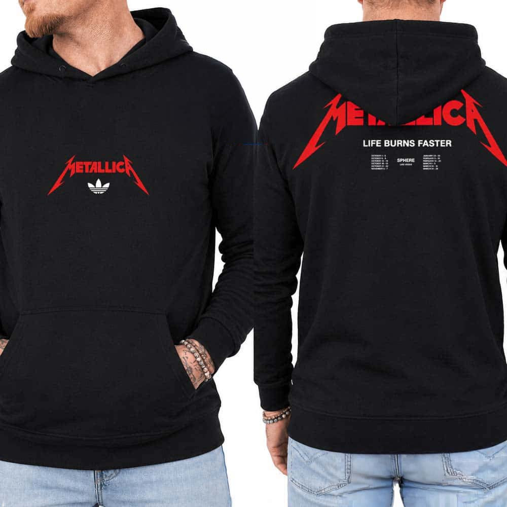Metallica Merch Life Burns Faster Sphere Las Vegas Concert Tour Dates Logo Hoodie Fans Gear 1 - Unicasport Metallica Merch Life Burns Faster Sphere Las Vegas Concert Tour Dates Logo Hoodie Fans Gear