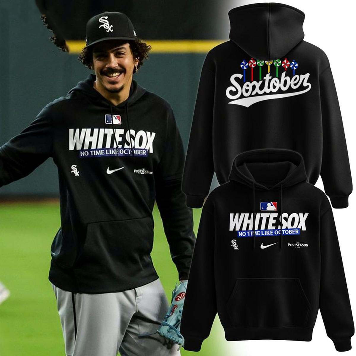 Chicago White Sox Merch 2026 MLB Postseason No Time Like October Hoodie Gift For Baseball Fans 1 - Unicasport Chicago White Sox Merch 2026 MLB Postseason No Time Like October Hoodie Gift For Baseball Fans