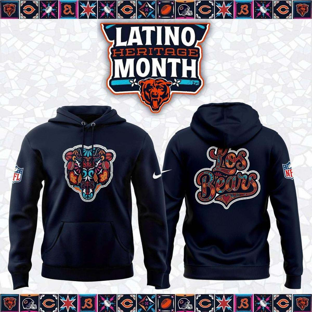 Chicago Bears Merch 2026 Latino Heritage Month Los Bears Hoodie Gift For Football Fans 1 - Unicasport Chicago Bears Merch 2026 Latino Heritage Month Los Bears Hoodie Gift For Football Fans