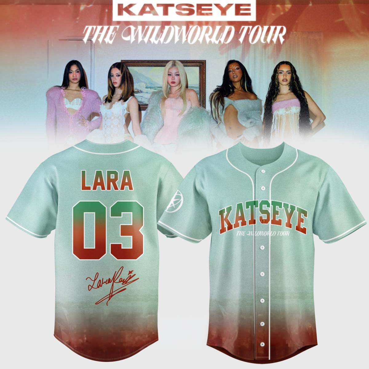 Katseye Merch The Wildworld Tour 2026 Lara 3 Baseball Jersey Shirt Gift For Eyekons Fans 1 - Unicasport Katseye Merch The Wildworld Tour 2026 Lara 3 Baseball Jersey Shirt Gift For Eyekons Fans