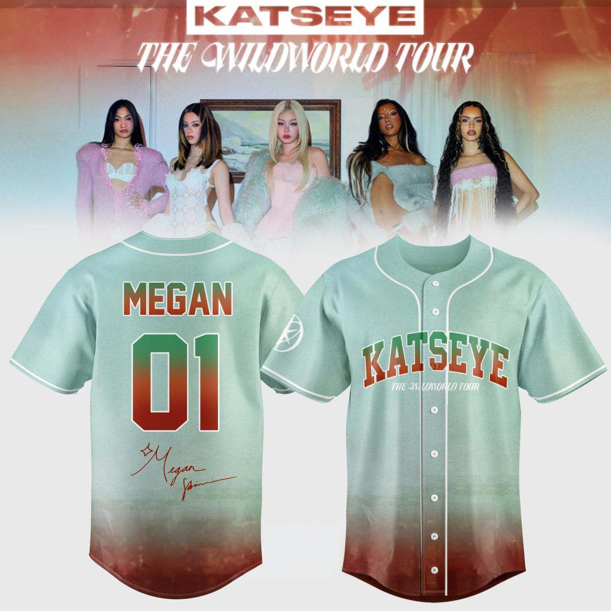 Katseye Merch The Wildworld Tour 2026 Megan 01 Baseball Jersey Shirt Eyekons Fans Gear