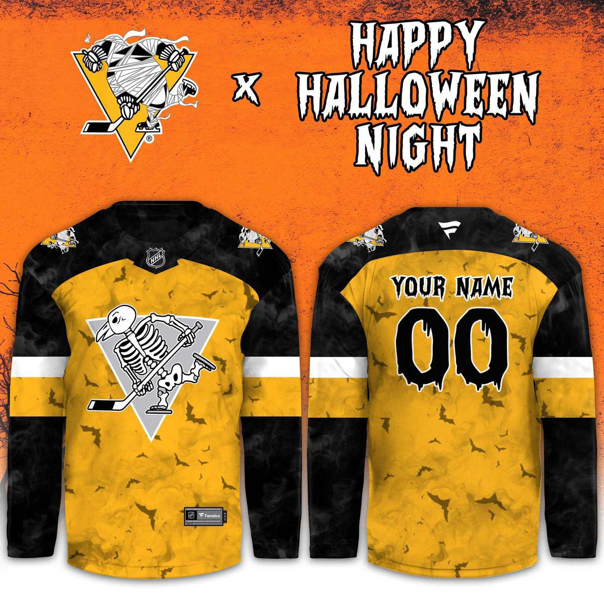 Personalized Pittsburgh Penguins Merch x Happy Halloween Night 2026 Hockey Jersey Shirt Gift For Hockey Lover 1 - Unicasport Personalized Pittsburgh Penguins Merch x Happy Halloween Night 2026 Hockey Jersey Shirt Gift For Hockey Lover