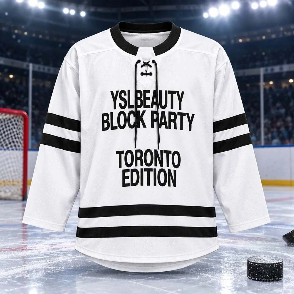 YSL Beauty Block Party Toronto Edition White Hockey Jersey Shirt Gift For Hockey Lover 1 - Unicasport YSL Beauty Block Party Toronto Edition White Hockey Jersey Shirt Gift For Hockey Lover