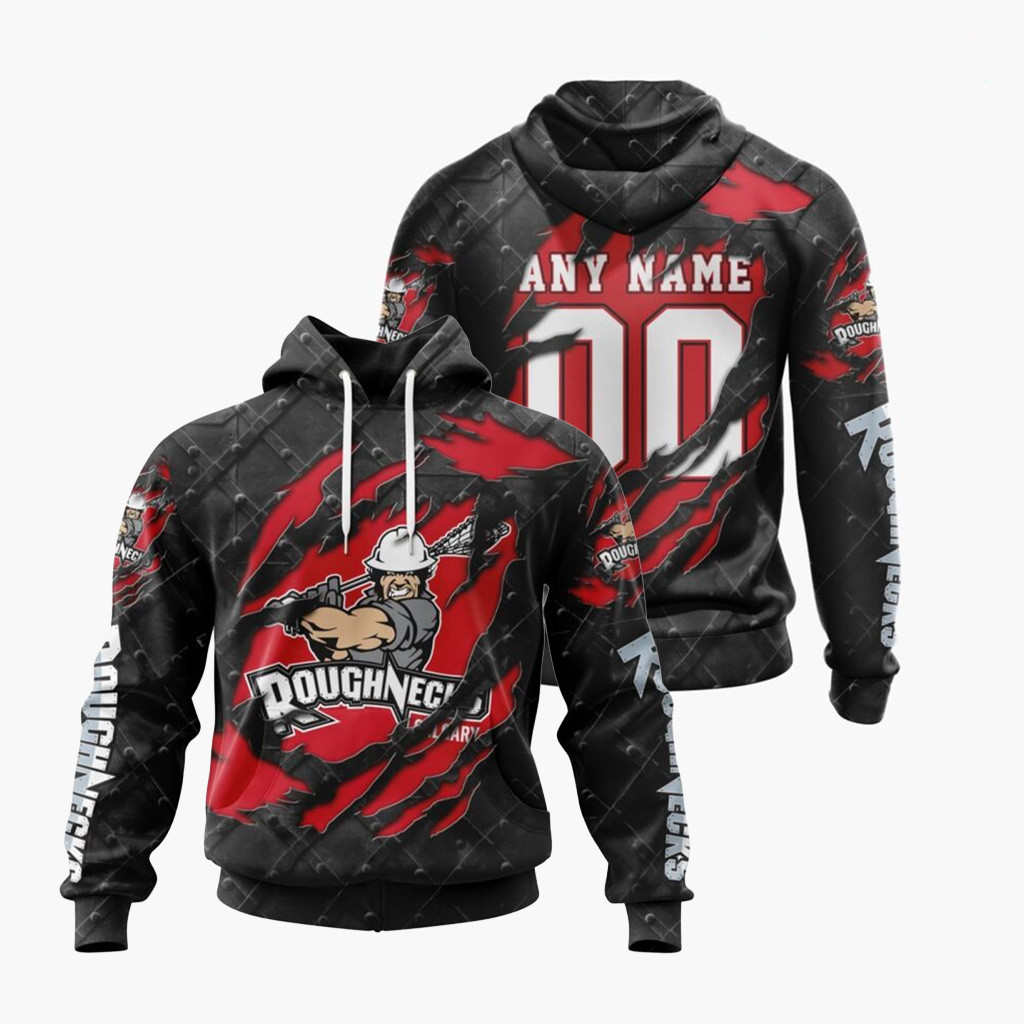 Custom Nll Merch Calgary Roughnecks Special Black Metal Hoodie Gift For Lacrosse Lover 1 - Unicasport Custom Nll Merch Calgary Roughnecks Special Black Metal Hoodie Gift For Lacrosse Lover
