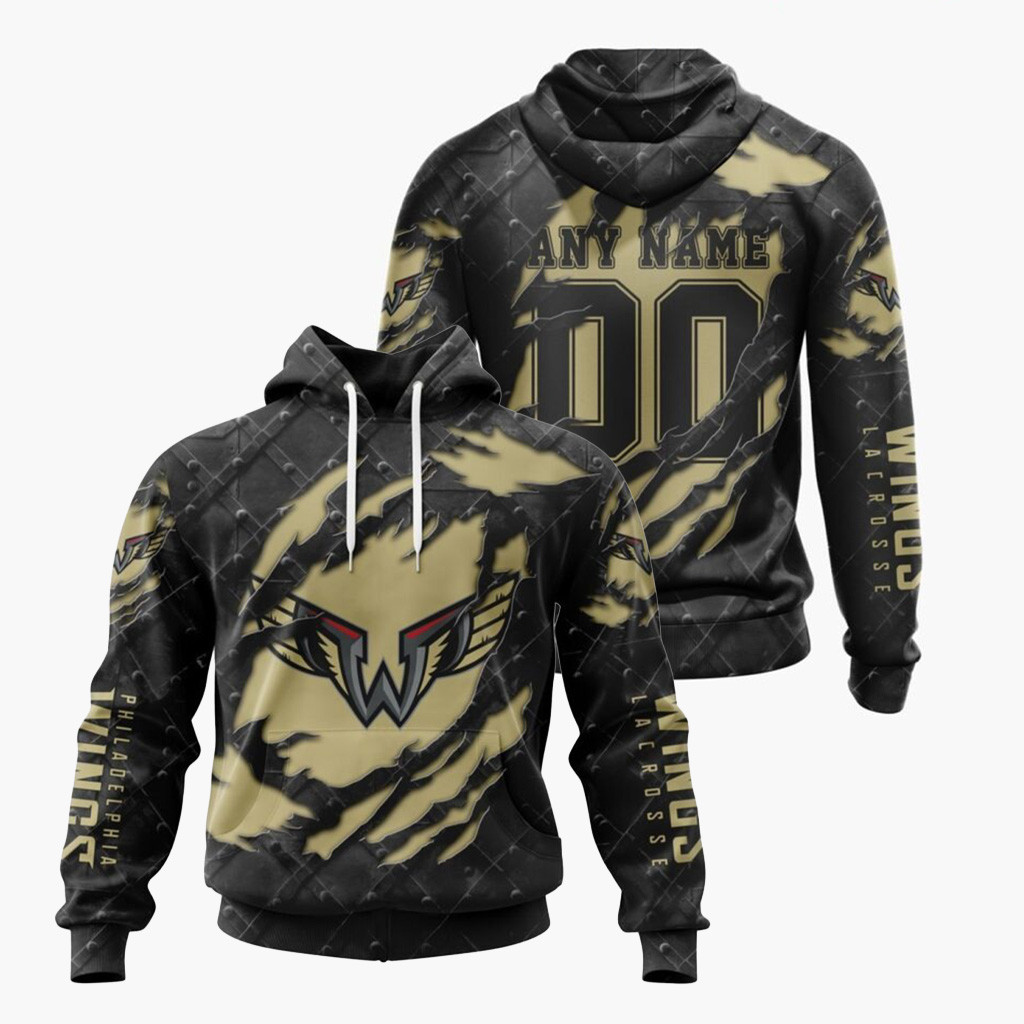 Custom Nll Merch Philadelphia Wings Special Black Metal Hoodie Lacrosse Fans Gear Ideas 1 - Unicasport Custom Nll Merch Philadelphia Wings Special Black Metal Hoodie Lacrosse Fans Gear Ideas