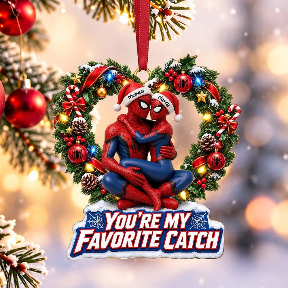 Custom Spiderman Couple Christmas Ornament Xmas Tree Decor Christmas Gifts For Spiderman Lovers