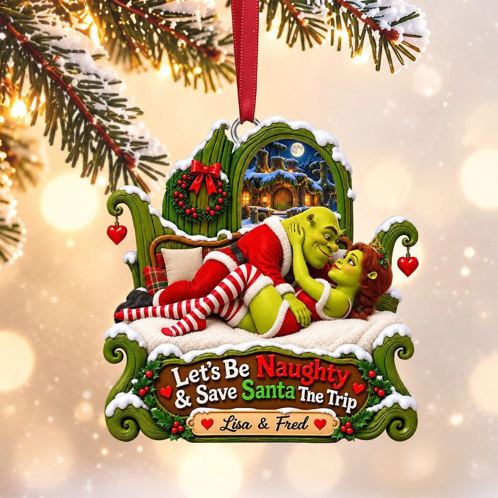 Custom Shrek Fiona Naughty Christmas Ornament Tree Decor Xmas Gifts For Shrek Lovers