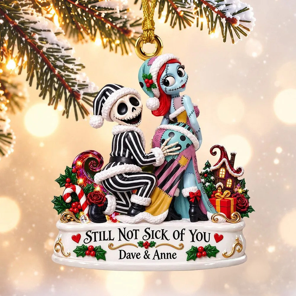 Custom Jack Sally Nightmare Christmas Ornament Funny Xmas Tree Decor Gifts For Wife