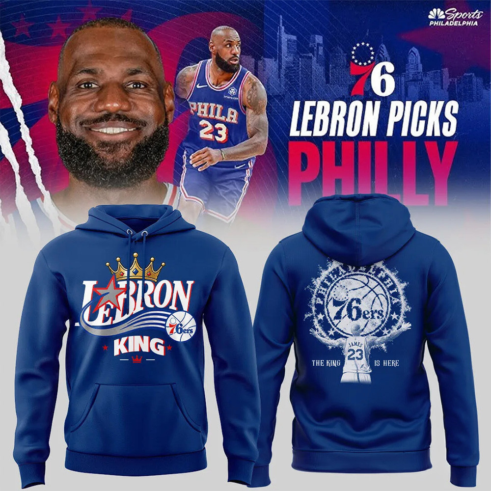 LeBron James Merch Philadelphia 76ers LeBron King Crown Hoodie Gift For 76ers Fans 1 - Unicasport LeBron James Merch Philadelphia 76ers LeBron King Crown Hoodie Gift For 76ers Fans