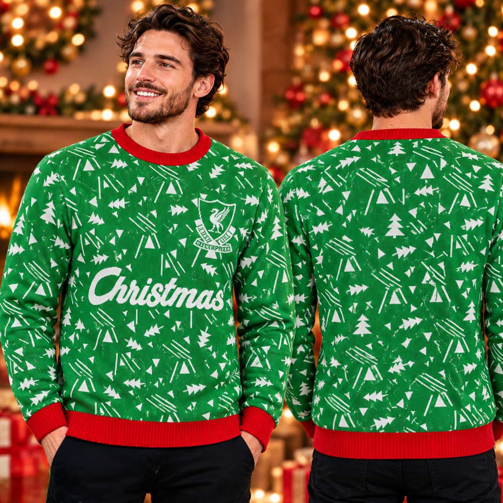 Liverpool LFC Green And Red Christmas Ugly Sweater Liverpool FC Merch Gifts For Football Fan 1 - Unicasport Liverpool LFC Green And Red Christmas Ugly Sweater Liverpool FC Merch Gifts For Football Fan