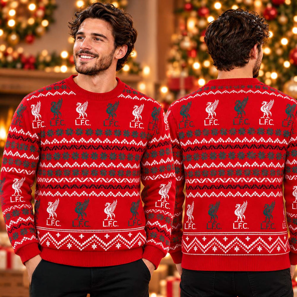 Liverpool LFC Fairisle Logo Red Christmas Ugly Sweater Liverpool FC Merch Gifts For Football Fan 1 - Unicasport Liverpool LFC Fairisle Logo Red Christmas Ugly Sweater Liverpool FC Merch Gifts For Football Fan