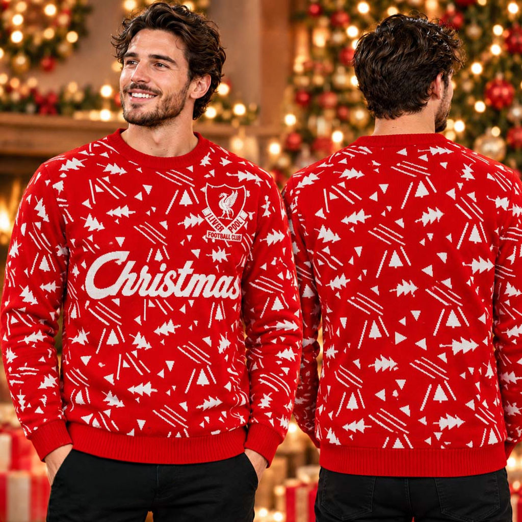 Liverpool LFC White And Red Christmas Ugly Sweater Liverpool FC Merch Gifts For Holiday 1 - Unicasport Liverpool LFC White And Red Christmas Ugly Sweater Liverpool FC Merch Gifts For Holiday