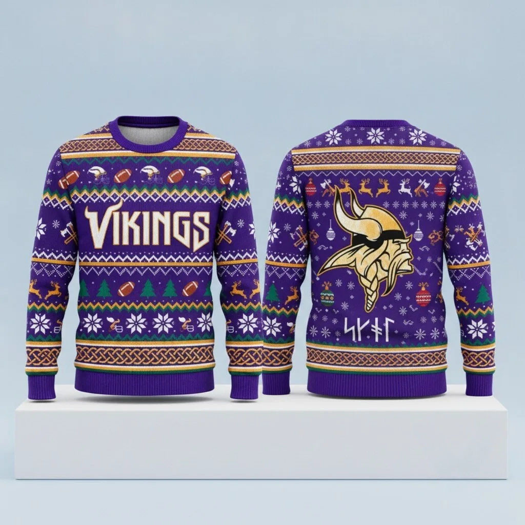 Minnesota Vikings Skol Runes Christmas Ugly Sweater 2026 MN Vikings Merch Football Fan Gifts 1 - Unicasport Minnesota Vikings Skol Runes Christmas Ugly Sweater 2026 MN Vikings Merch Football Fan Gifts