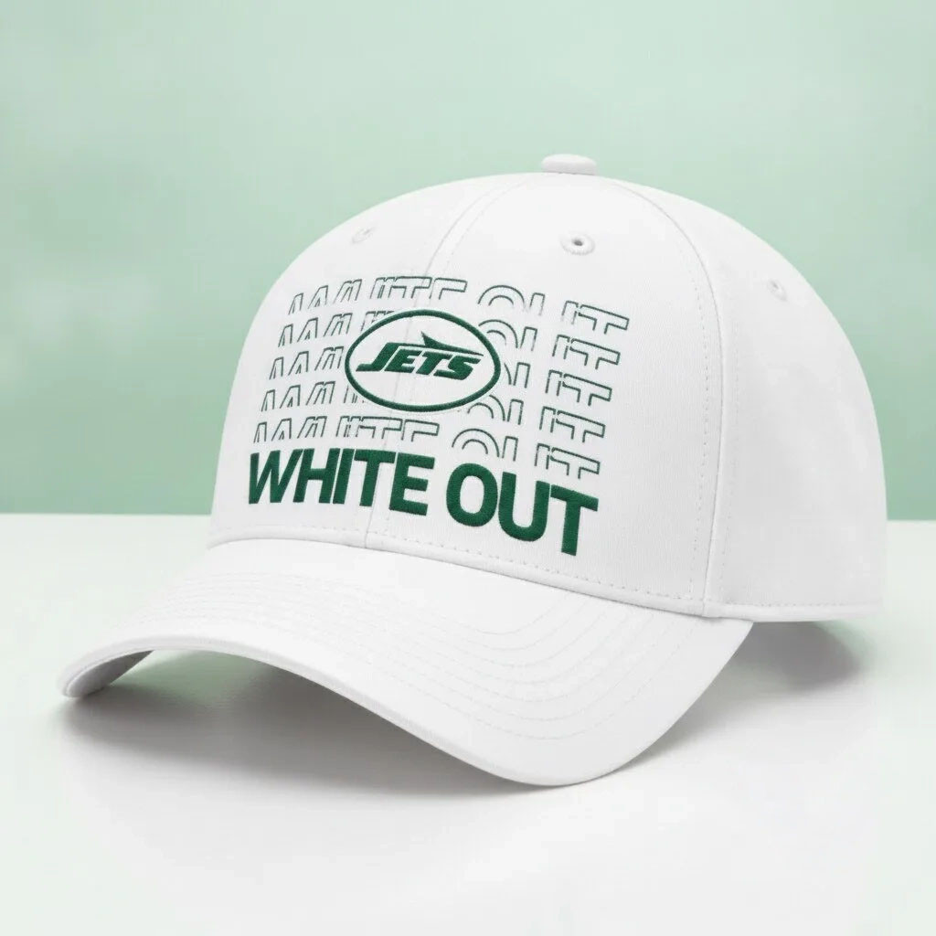 2026 Jets White Out Hat Embroidered Game Day Cap New York Jets Merch American Football Gifts