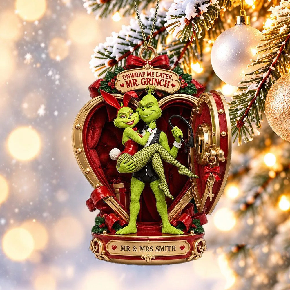 Custom Grinch Mr Mrs Couple Christmas Ornament Xmas Tree Decor Gifts For Grinch Lovers
