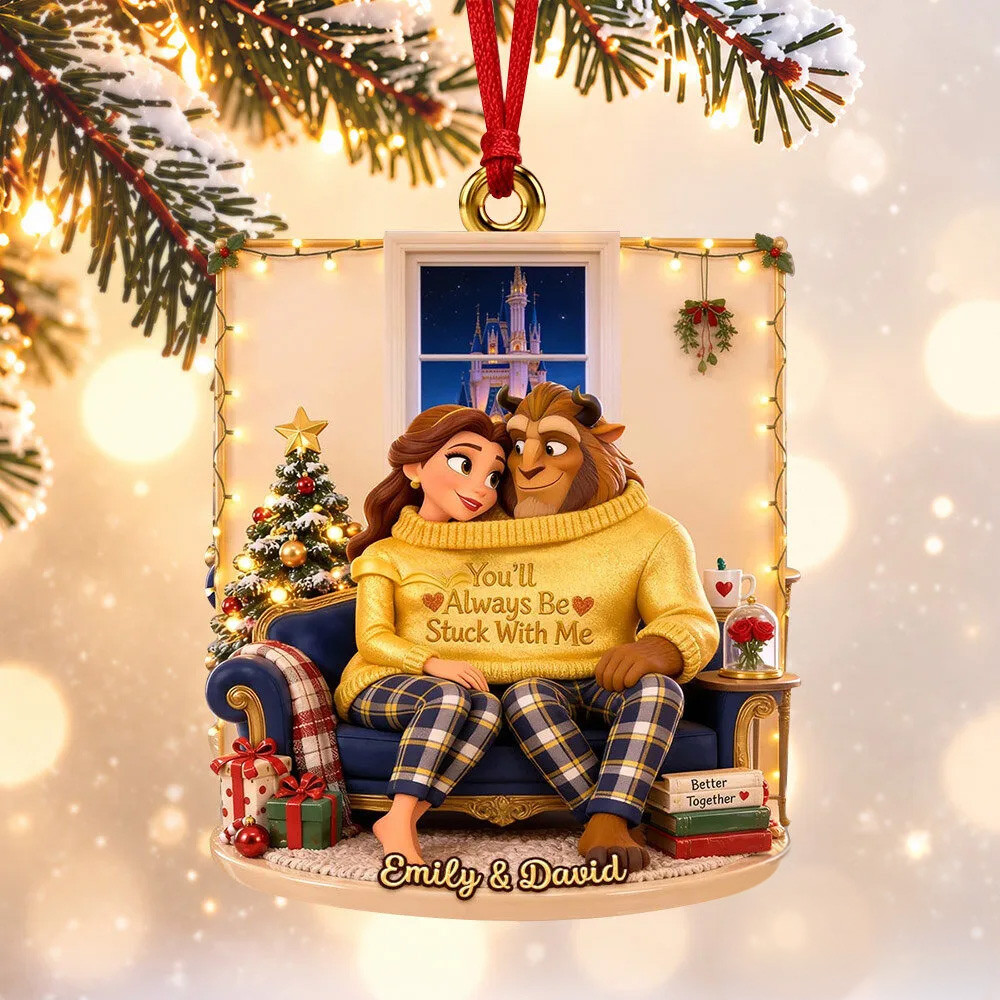 Custom Beauty Beast Belle Couple Christmas Ornament Xmas Tree Hanging Gifts For Wife