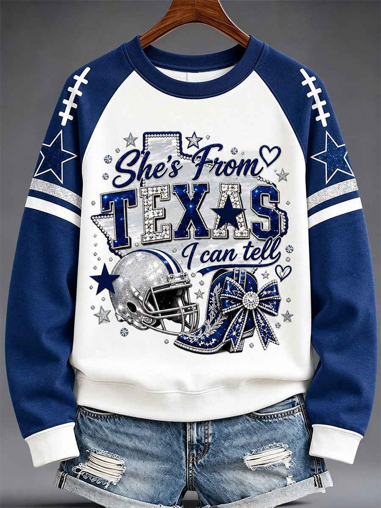 Dallas Cowboys Merch She From Texas I Can Tell Sweashirt Game Day Clothing Gift For Cowboys Fans